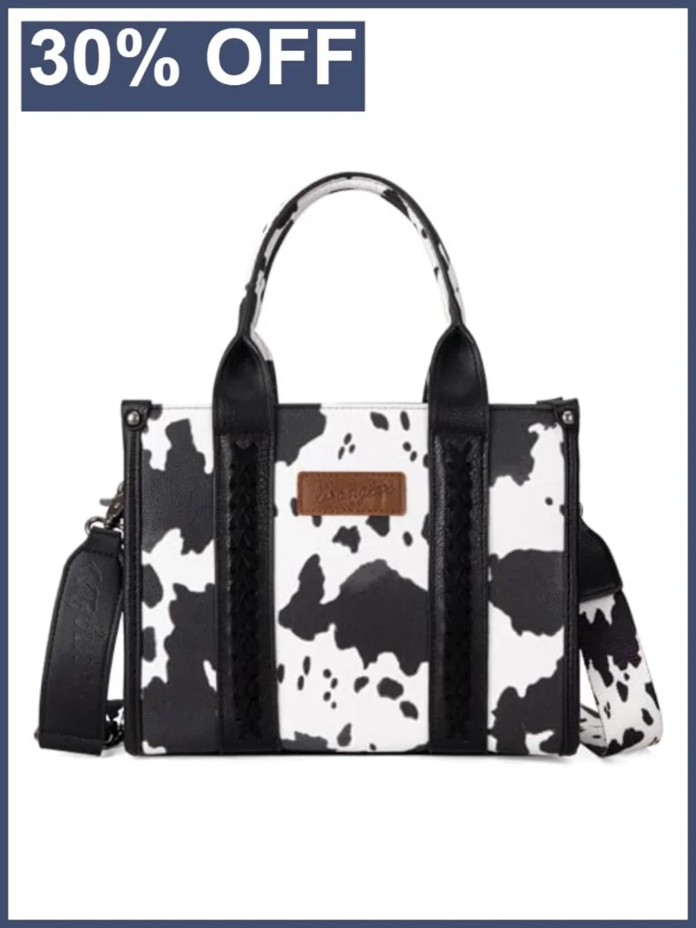Western Cow Print Tote Bag Satchel Handbag with Guitar Strap